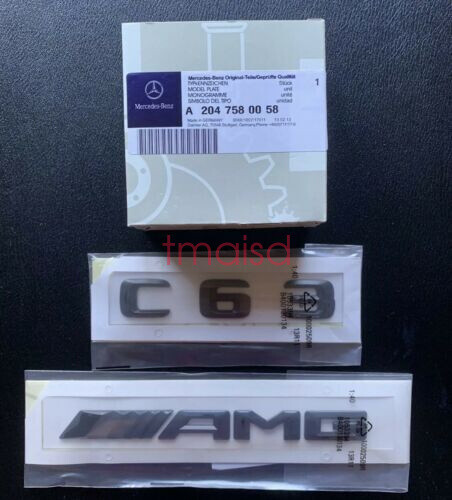 GLOSS BLACK C63 + AMG FIT MERCEDES C63 REAR TRUNK NAMEPLATE EMBLEM Badge Decal 388015346613