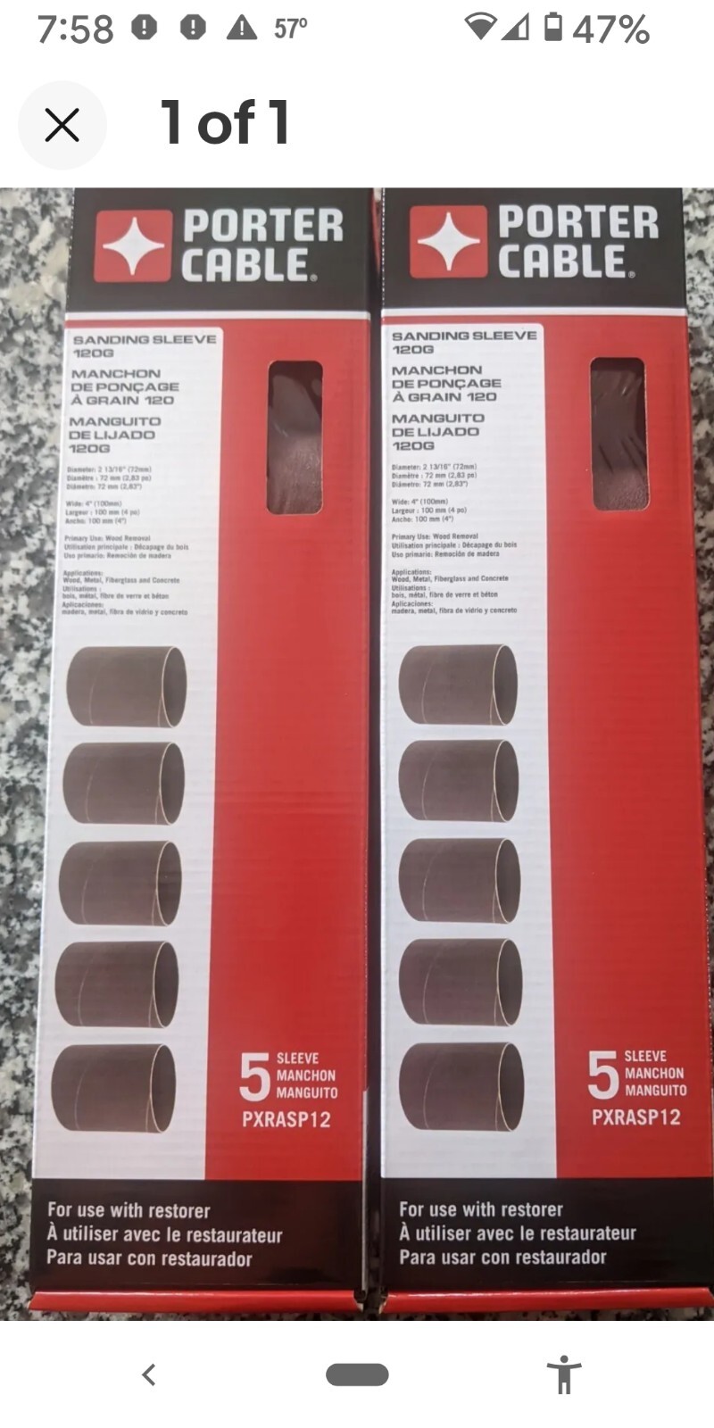 Porter Cable Restorer sanding sleeves. (2) 5Packs 120 grit. Fits all