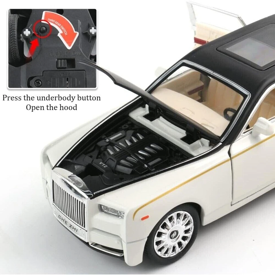 Литая модель автомобиля Rolls-Royce Phantom в масштабе 1:24 для коллекции детских игрушек и подарков - Изображение 4 из 4