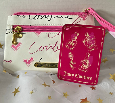Juicy Couture Viva La Juicy Wristlet Pouch Zip Close ID Holder 2 Charms New
