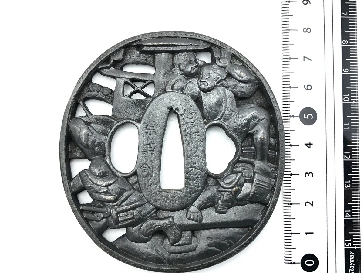 黑色黄铜古董日本刀镡| eBay
