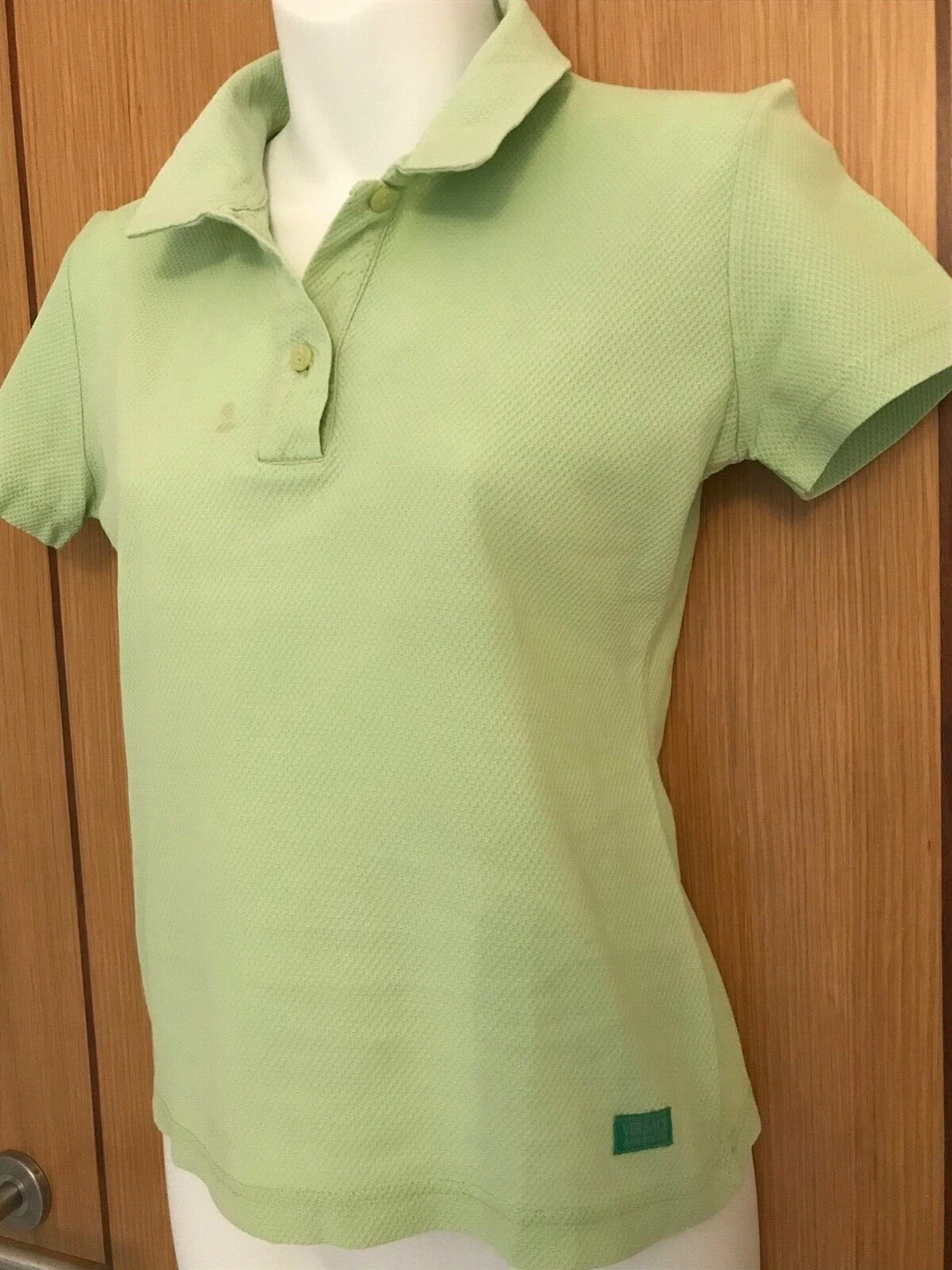 TOP VINTAGE VERSACE JEANS COUTURE VERDE LIME MANICA CORTA TAGLIA 8