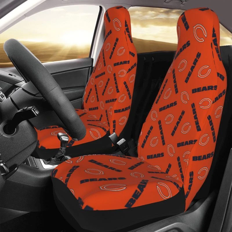 2pcs Chicago Bears Elastic Car Seat Covers Car Front Rear Printed Seat Cover
