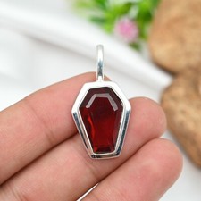 925 Sterling Silver Jewelry Red Garnet Pendant Gemstone Handmade Birthday Gift