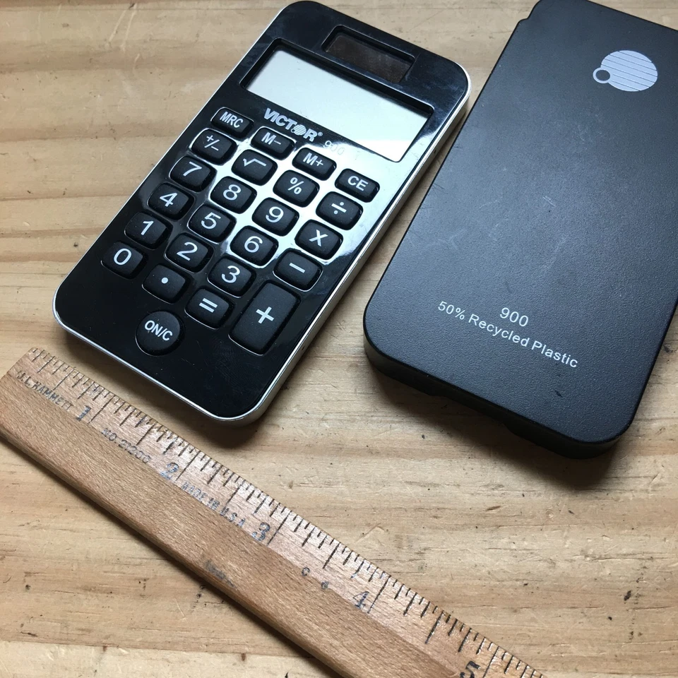 Victor 900 AntiMicrobial Pocket Calculator Solor/ Battery 8-Digit LCD W/ Cover - Image 3 of 4