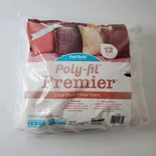 Poly-fil Premier Ultra Plush Pillow Insert 12”x12” Zippered New Woven Cover