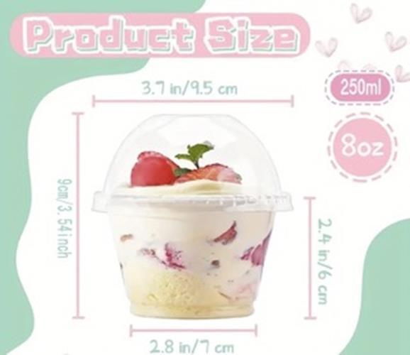 Take Out Containers With Lids 50 Pack 8 Oz Clear Plastic Cups With Lids For Dessert, Parfait, Ice Cream Sundae Serving Spoons - Foto 6