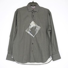 Visconti Black Men's Long Sleeve Shirt S Black Geo Print Cotton w/ Mask NWT 125