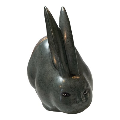 Asian Cloisonné Rabbit 6.5x  5  Green Speckled Design On Rear