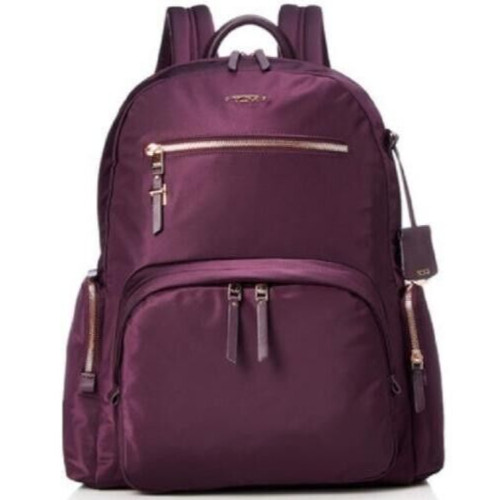 TUMI Voyageur Mochila Carson Damas Rojo Vino Nylon y Cuero Bolso Outlet