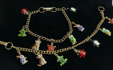 Pair of Cute Animals Charm Bracelets CHILD SIZE bunny turtle owl cat frog etc.
