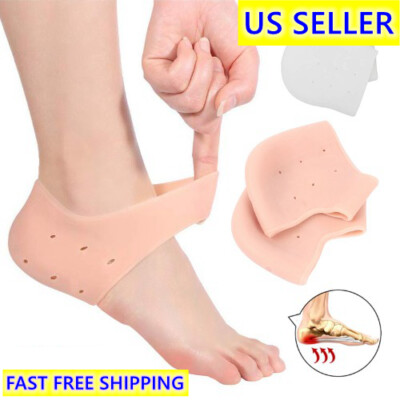 1 pair Silicone Gel Heel Cup Socks  Pad Cushion Sleeves for  Cracked Heel