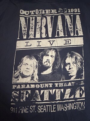 Nirvana 1991 Seattle Live Blue Shirt Size XL Kurt Cobain Grudge