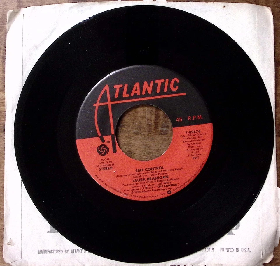 LAURA BRANIGAN SELF CONTROL/SILENT PARTNERS ATLANTIC RECORDS VINYL 45 53-185 - Image 3 of 3