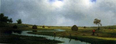 MARSHFIELD MEADOWS FARM SCENE LANDSCAPE PAINTING BY MARTIN JOHNSON HEADE REPRO