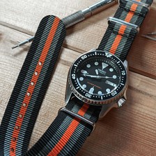 Orange Stripe Black & Grey Nato Watch Strap Nylon 18mm 20mm 22 mm
