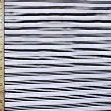 Black and White Raised Rib Stripe 2-Way Stretch Mesh Fabric