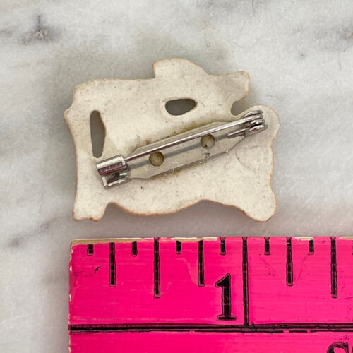 Broche de oso koala de cerámica artesanal de colección cerámica hecha a mano bambú oro arcilla arte prendedor - Imagen 3 de 6