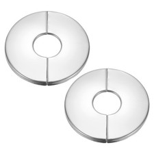 2Pcs Wall Split Flange 0.87", Round Self-Adhesive Escutcheon Plate, Silver