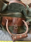 Orvis Green Canvas & Brown Leather Duffle Bag Zip Top Soft Case — photo 3