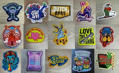 You Choose ONE Dutch Bros STICKER! coffee logo cup windmill promo cat dog bunny