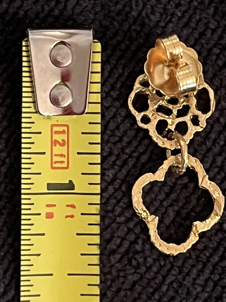  18K Yellow Gold dangle clover Earrings   - Image 4 of 4