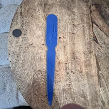 Letter Opener Fuller Brush Co Plastic Business Man Woman Advertising Vtg. Blue