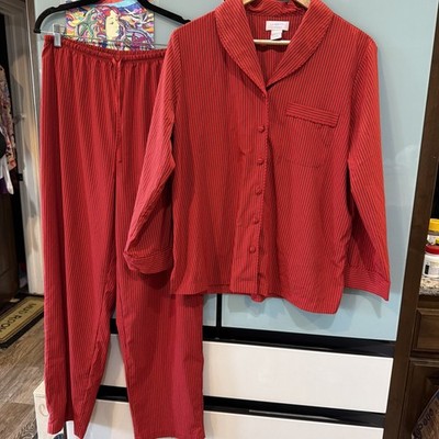 Women's Sleepwear Cabernet 2 pc Pajamas set Red SmalSilky satin feel pin striped