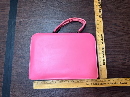 Vintage Pink Suitcase Briefcase Soft Luggage. 14.5"x10.5"x3".