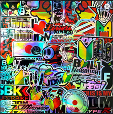 Holographic Racing Sticker Decals 10 Pack Random Assortment Motorcycle Jdm Laser
