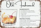 Vintage Cocktail Recipes Metal Tin Sign Classic Bar Decor 8" x 12"