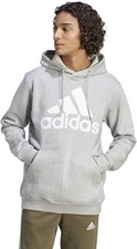 Adidas Men's Essentials Fleece Big Logo Hoodie Grey White IJ8910