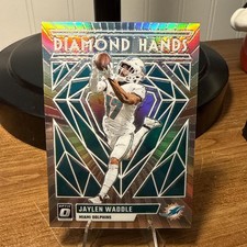 2023 Panini Donruss Optic Jaylen Waddle Diamond Hands Holo Prizm #DH-JW Dolphins