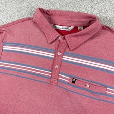 TravisMathew Polo Shirt Mens XL Red Striped Short Sleeve Golf Performance