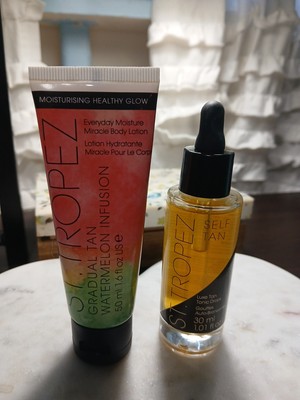 St. Tropez Luxe Tan Tonic Drops 1.01oz  + Gradual Tan Watermelon Infusion Lotion