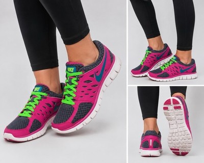 Nike Flex 2013 Run Womens 6 Gray Pink Running Shoes Athletic Sneakers