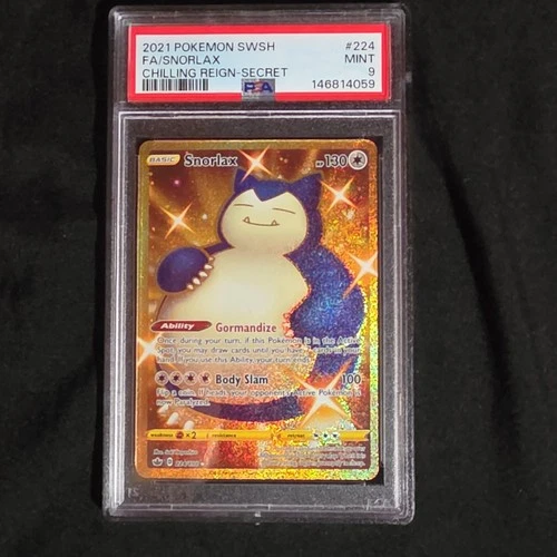 Pokémon Snorlax Secret Rare 224/198 Sword & Shield Chilling Reign Holo PSA 9