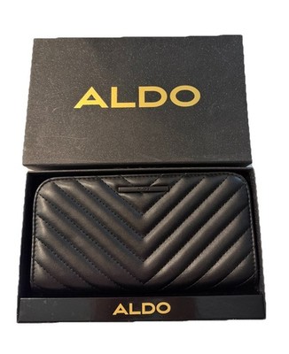 ALDO Black Quilted Women s Wallet Zip Around. New