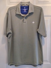 FAIRWAY & GREENE Mini Stripe Polo, SIZE L , Navy and Yellow . Made in USA.