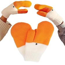 Silly Goose Gloves, Winter Funny Novelty Animals Gloves,Women Cute Knitted Glove
