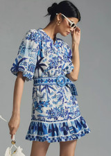 FARM RIO: Sweet Rio Puff Sleeve Mini Dress Size Small