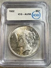 1922 Peace dollar, ICG AU-58 Nice Coin See Pics