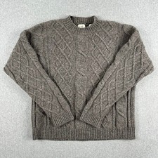 Vintage GAP Women's M 100 Shetland Wool Cable Knit Mock Neck Sweater Gray Fish