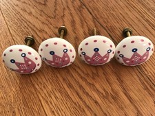 4x Knäufe Griff Knopf Schublade Knauf Keramik Schrank Krone Kinderzimmer