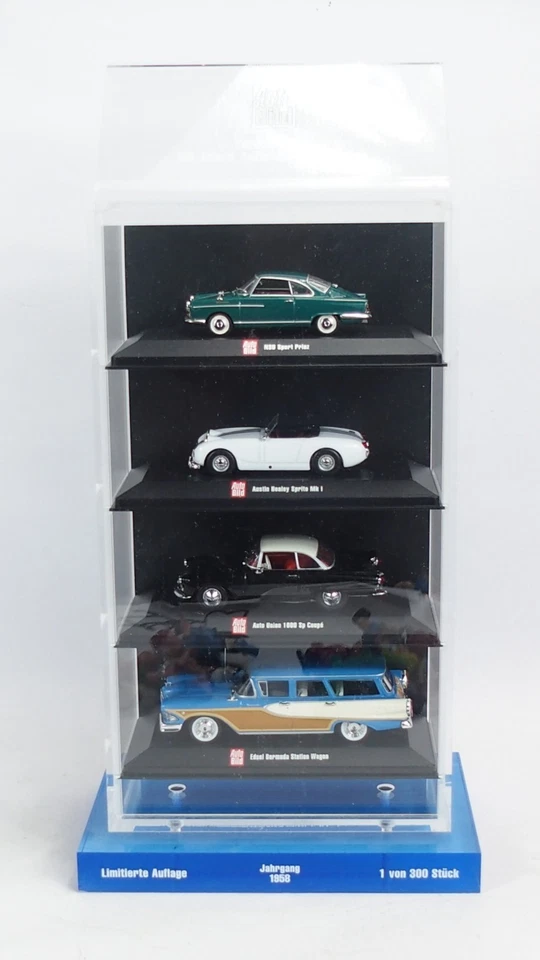 Minichamps 1:43 - Sammlung 4 PKW Auto Bild Edition 2008 Jahrgang 1958 in Vitrine
