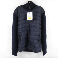 Moncler Padded Down-Filled Zip-Up Wool Blend Cardigan In Navy - Men's Size XXL
