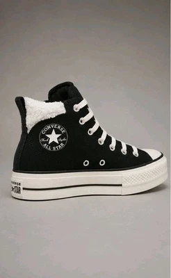 Converse Chuck Taylor All Star Puff Lift Cozy Plateforme Sneaker Femme Noir - Photo 1/2