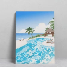 Tropical Resort Swimming Pool Bathroom Home Decor Landscape Canvas Prints