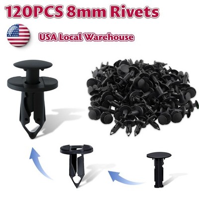 120 Pcs 8mm Hole Retainer Clips Bumper Fender Push Clips 52161-02020 for Toyota