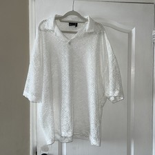 asos design mens net oversized short sleeve shirt white Size L